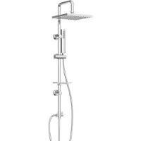 Welltime Stangenbrause-Set "LINA" Überkopfbrause mit Seifenablage, 20 cm Kantenlänge.