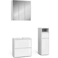 Vicco Badmöbel-Set Majest Weiß Hochglanz 3 Teile, Model 40118