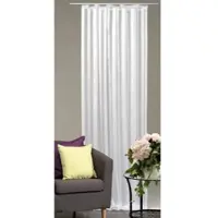 Arsvita Dekoschal Gardine Vorhang Streifen halbtransparent Auswahl: Universalband 140x 175cm weiß - perlweiß