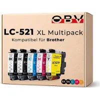 OBV Druckerpatronen 5er Set kompatibel mit Brother LC-521VAL - DCP-J1260W / DCP-J1310DW