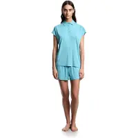 Emporio Armani für Damen. EW002964_AF19024 Essential Studs Schlafanzug blau (L), Heimtextilien, Viskose, Kurzarm, Türkis