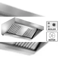 A&S Gastro Wandhaube Edelstahlnklusive eingebautem Ventilator (230 V) mit externem Regler, umlaufende Fettauffangrinne, herausnehmbare Flammschutzfilter Typ-B,
