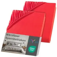 NYVI Spannbettlaken DreamScience Mikrofaser - Weich & Anschmiegsam, Rundumgummizug, Bügelfrei 180x200 - 200x200 cm (2er Pack) rot