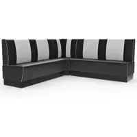 BIG Möbel Americano Retro Eckbank | 184x184 cm | Dinerbank Set Schwarz & Weiß | Gastro Sitzbank mit Ecke