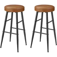 Vasagle ECHO Kollektion Barhocker, 2er Set, Barstuhl, Kunstleder, 76,2 cm hoch, karamellbraun