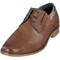 Bugatti Herren Echtleder Halbschuh Schnürer cognac, Herren:48 EU