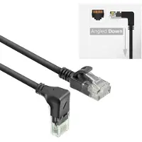ACT Black 5 meters U/UTP CAT6A LSZH Slimline patch cable with RJ45 connectors 90? angled down to straight (DC3905)