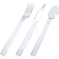 Duni Clear Besteckset, sortiert Mehrweg Transparent, 270 Stk (90 Messer, 90 Löffel, 90 Gabeln)