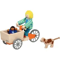 Gollnest & Kiesel Lastenfahrrad mit 2 Biegepuppen und Hund