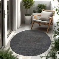 Paco Home In- & Outdoor Teppich Flachgewebe einfarbig modern wetterfest für Terrasse Küche Grösse 80 cm Rund