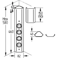 Thebo Energie-Ecksäule ST 3081in EDELSTAHL mit 4 Schuko-Steckplätzen / Mehrfachsteckdose / Ecksteckdose