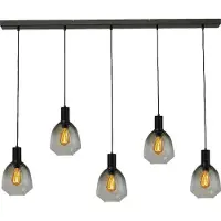Masterlight Pendelleuchte Porto 5-flammig Glas Grün-Transparent 130x19cm