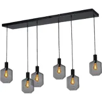 Masterlight Pendelleuchte Porto 6-flammig Glas Schwarz-Transparent 130x20cm
