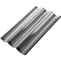 GAUMENKICK Baguetteblech für 3 Brote - Ideal für Knoblauch-/Kräuterbaguette - 38cm - Edelstahl