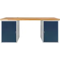 Proregal Werkbank Giant Rhino Plus mit 2 Stahlblechkästen | HxBxT 84x200x70cm | Traglast 500kg | Lichtgrau/Anthrazitgrau