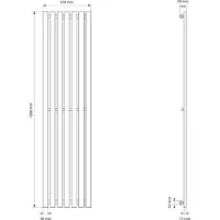 LuxeBath Design Paneelheizkörper Stella Mittelanschluss 370 x 1800 mm Weiß mit Anschlussgarnitur inkl. Thermostat Durchgang Boden, ohne Heizstab