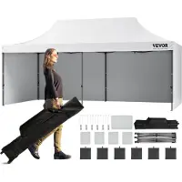 Sweiko Pavillon 304,8x609,6x320cm Gartenzelt 500D PolyurethanSilber-Gewebe Faltpavillon höhenverstellbar inkl. Aufbewahrungstasche Partyzelt 12-16 Personen Pop up Zelt Gartenpavillon für Campingausflug