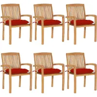 vidaXL Cloris Designermöbel Stapelbare Gartenstühle mit Kissen 6er Set Massivholz Teak 2024 Neu