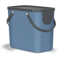 Rotho Mülltrennsystem 25L Albula - Mülleimer 40,0 x 23,5 x 34,0 cm - Abfalleimer Kunststoff mit Griffen - Müllbehälter mit Deckel und Aufklebern