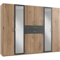 Wimex Kleiderschrank Diver Plankeneiche Graphit mit Spiegel 270 cm