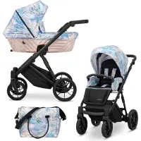 Kunert Kinderwagen IVENTO Sportwagen Babywagen Babyschale Komplettset Kinder Wagen Set 2 in 1 (Pastel Grass, Rahmenfarbe: Schwarz)