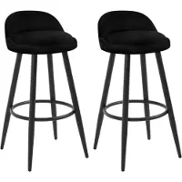 Woltu Barhocker 2er Set Barstuhl Hocker Tresenhocker Bistrohocker Designer Hocker mit Lehne und Fußstütze aus Samt Metall, Schwarz