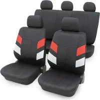 Petex Auto Sitzbezüge Universal Komplett Set 11-teilig - Maui rot, Eco Class mit SAB 1 Vario | Autositzbezüge / Schonbezüge von