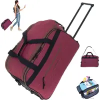 Elephant Reisetrolley Weekender Duffle Travel 55 cm Trolley Reisetasche mit Rollen Saunatasche Damen Herren Trolly Reise Tasche 13030 Rot Bordeaux