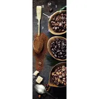 Levandeo Wanduhr Glas 20x60cm Braun Kaffee Coffee Glasuhr Küche Bild Cafe Uhr Wanddeko