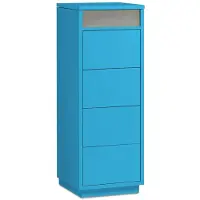 Aileenstore Kommode mit 4 Schubkästen, Klapp-Deckel & Dokumenten-Ablage mit Glasfenster - Schubladen-Turm - Push-To-Open Sideboard, Farbe:türkis-blau