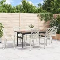 vidaXL Möbel Gartenstühle 6 Stk. Aluminiumguss Weiß - Gartenmöbelgarnituren 3216321