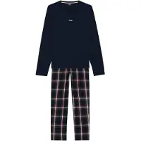 BOSS für Herren. 50550777 Pyjamas Holiday Long Set navy (L), Heimtextilien, Baumwolle, Langarm, Marine