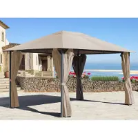 Quick Star Metall Garten Pavillon Nizza 3x4m Sand mit 4 Seitenteilen Partyzelt
