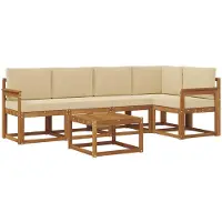 vidaXL Outdoor-Sofagarnitur 6 stk. Natur und Beige