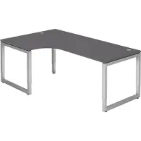 Froschkönig24 Winkeltisch R-Serie | Rahmen-Gestell | höheneinstellbar | extrem stabil, Farbe Tischplatte:Graphit, Farbe Gestell:Silber
