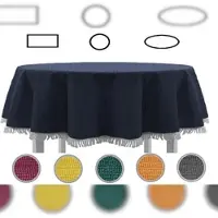 EXKLUSIV HEIMTEXTIL Gartentischdecke mit Fransen Tischdecke rund oval eckig Classic 150x210 cm oval blau