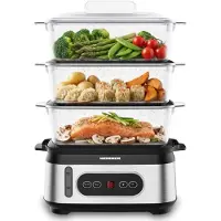 Heinner ONESTEAM HSA-D950SS Dampfgarer 9 L, 3 Ebenen, BPA-frei, 950 W, LED-Display