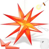 Kesser Leuchtstern 3D, LED Weihnachtsstern mit Timer für innen und außen, Adventsstern Beleuchtet hängend Stern + Warmweiß Licht