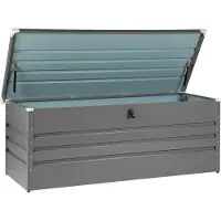 Beliani Gartentruhe Grau Metall 600 L 165 x 70 cm Wasserdicht Abschließbar mit Deckel Garten Terrasse Aufbewahrungsbox Gartenbox Kissenbox Auflagenbox