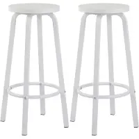 Woltu 2er-Set Barhocker Barstuhl Bistrohocker Tresenhocker runde Sitzfläche aus MDF Gestell aus Metall Weiß