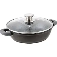 Cheffinger CF-SC32 Sauteuse inkl. Deckel, Gusseisen/Gussaluminium, 32 cm Durchmesser, Induktionsherd-geeignet, Antihaftbeschichtung