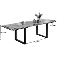 Casa Massiva Baumkantentisch 140 (220) x 90 cm Adina, Akazienholz naturfarben & massiv, Esszimmertisch mit 2 Ansteckplatten, Mattschwarzes U-Metallgestell, Platte 26mm