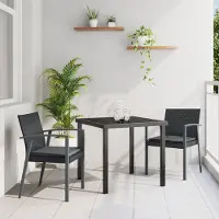 vidaXL Desgin 3-teiliges Gartensitz-Set mit Kissen Schwarz Poly-Rattan - Gartenstühle 3379065