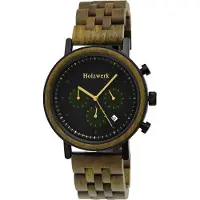 Holzwerk Germany Holzwerk BERGHEIM Herren Holz & Edelstahl Chronograph Datum Uhr, grün, schwarz