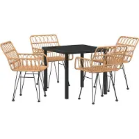 vidaXL Möbel 5-teiliges Garten-Esszimmer-Set braunes Poly-Rattan - Gartenstühle 3379178