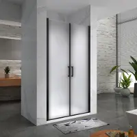 I-flair schwarze Duschtür 68-71 cm - Höhe: 195 cm, aus satiniertem 6 mm Sicherheitsglas, Edelstahlgriffe