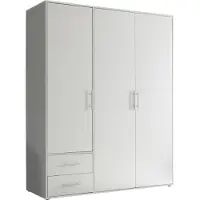 Möbelando Kleiderschrank "Valencia" in Weiß mit 2 Schubladen und 3 Türen. Abmessungen (BxHxT) 155x195x60 cm