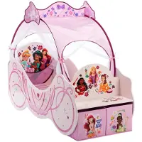 Princess Disney Prinzessin Kutschen-Kleinkindbett, stabile Holzwerkstoff-Konstruktion, geschützte Seiten, Holzlatten, passend für 140 x 70 cm( Matratze nicht enthalten)