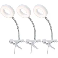 Etc-shop 3x LED Tischleuchte, Spot beweglich, weiß, Metall, H 21cm