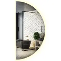 Tulup LED Spiegel - Badezimmerspiegel mit Beleuchtung - Halbkreis Ø 80cm – Neutralweiß 4000K